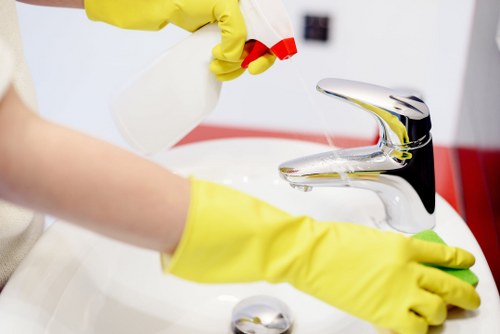 Cleaner in Brompton vacuuming a bright living room